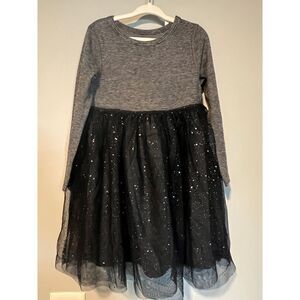 NWT Cat & Jack Girls 3T Black Striped Long Sleeve Sweater Sparkle Tulle Dress